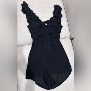 Francesca's Collections Black Sleeveless Jumpsuit V-neck Cocktail